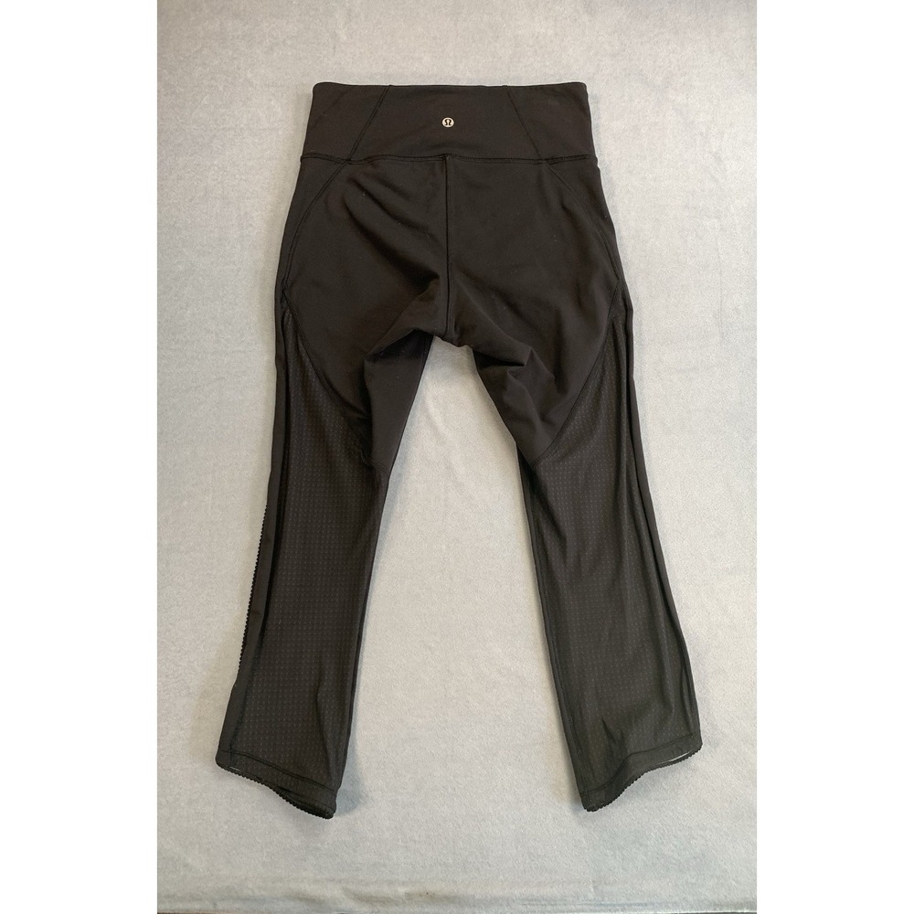 lululemon Women's Size 6 Black Ankle Leggings Polyester Blend Logo Solid